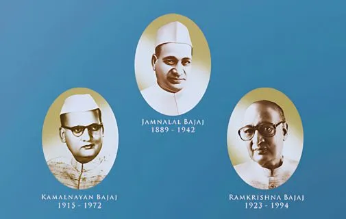 This Image Show thats three photo include founder of bajaj group Shri. Jamanalal Bajaj and two other Bajaj Famely Member